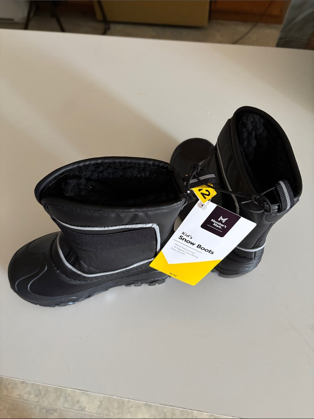 Kids Black Snow Boots with Reflective Trim - Message Factory
